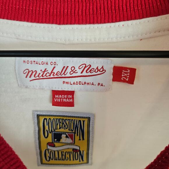 Mitchell & Ness St Louis Cardinals Baseball Raglan T-Shirt 2XL Unisex Ivory Red - Picture 2 of 6